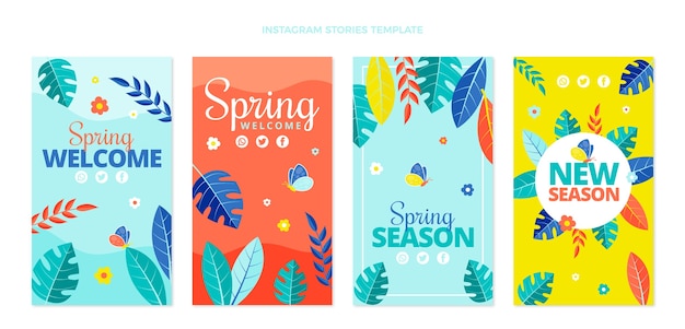 Flat Spring Instagram Stories Sammlung