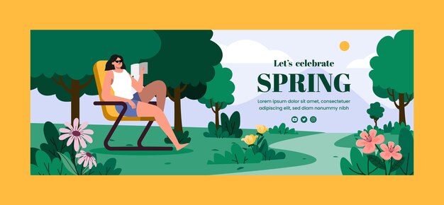 Flat Spring Social Media Cover-Vorlage