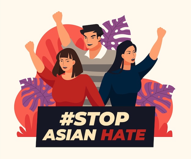 Flat stop asiatische hassillustration