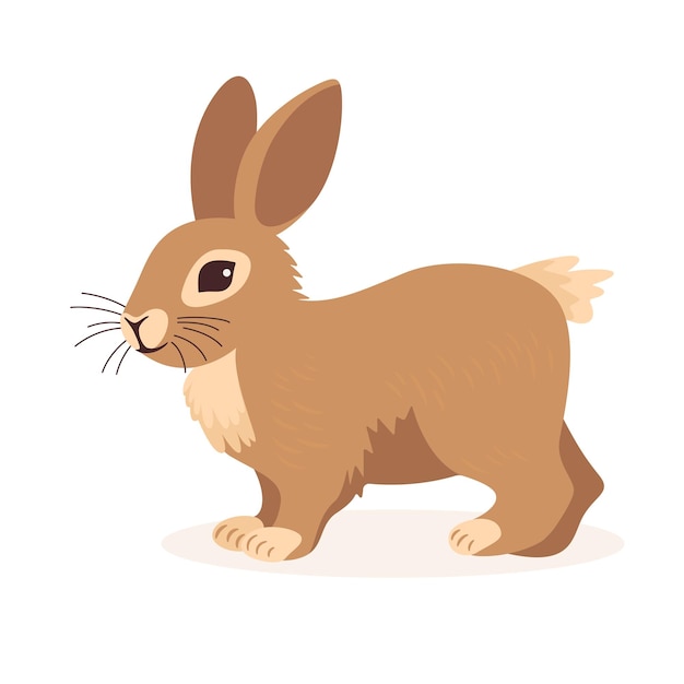 Flat Vector Cute Wild Animal Hare oder Kaninchen Wald Cartoon Bunny in Side View Wald Tier Design Vorlage