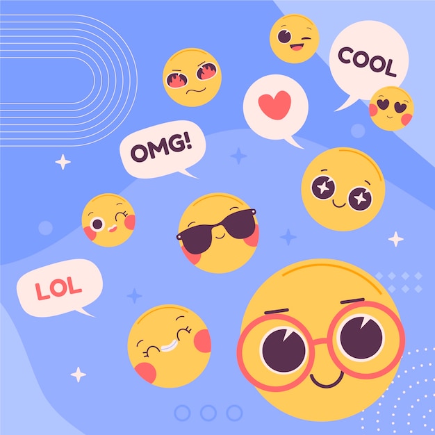 Vektor flat world emoji day illustration mit emoticons