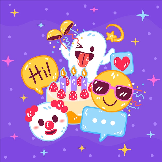 Vektor flat world emoji day illustration mit emoticons