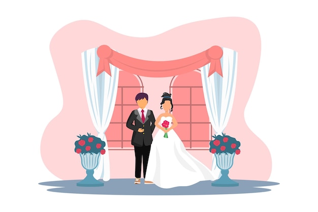 Flatt-illustrationsdesign für hochzeitspaar