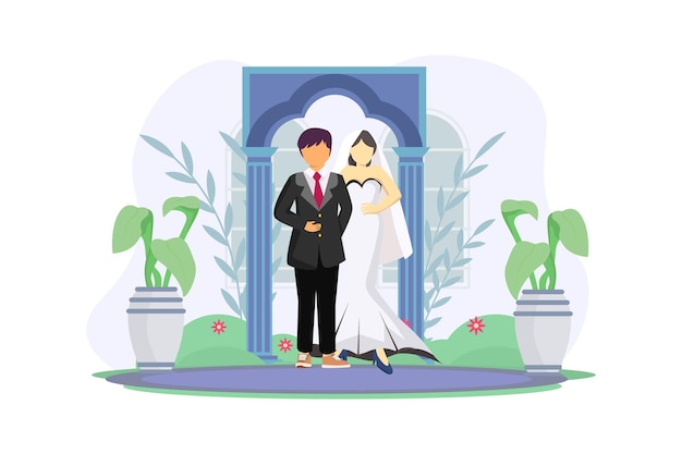 Flatt-illustrationsdesign für hochzeitspaar