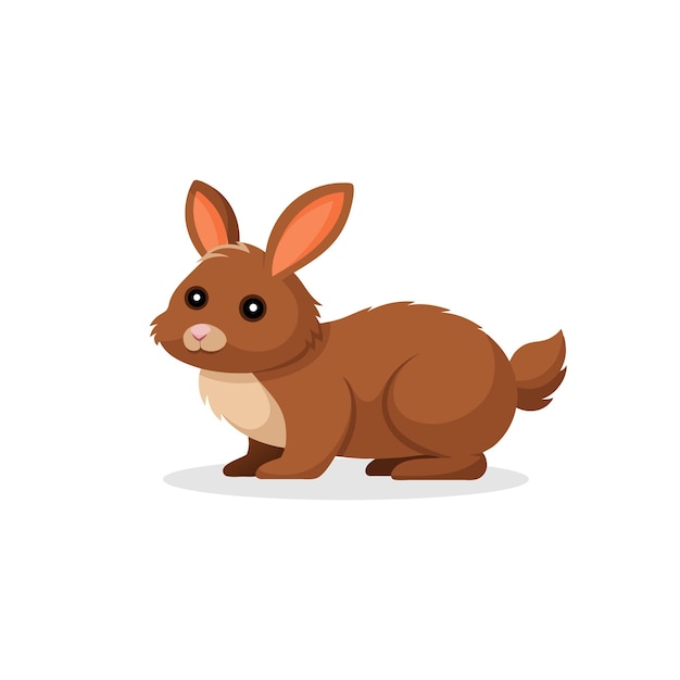 Flauschige braune Kaninchen isolierte flache Vektorillustration auf weißem Hintergrund