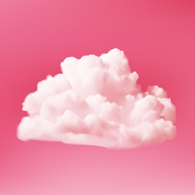 Flauschige Wolken, Rauch, Luft, Atmosphäre, Meteorologie, elegantes, weibliches Wolkenbild, 3D-Ikonen, realistischer Vektor