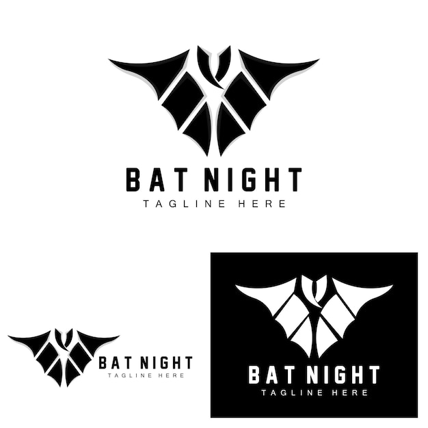 Fledermaus logo nacht fliegendes tier symbol firmenvektorhalloween vorlage