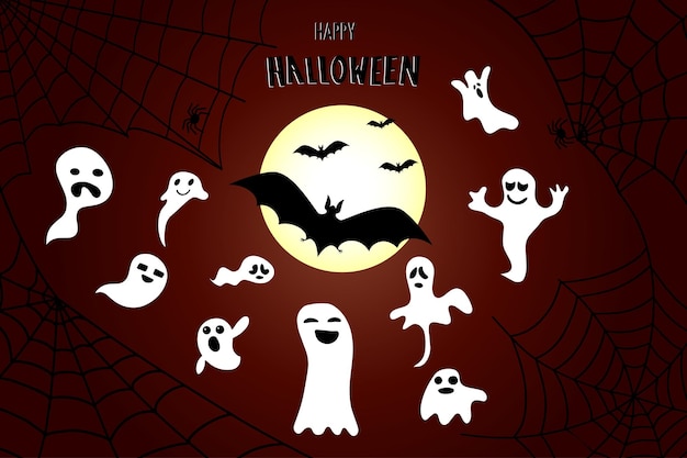 Fledermausnetz und Geister Halloween-Hintergrund