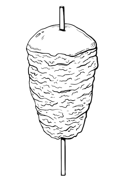 Fleisch am spieß für die lineare färbung des döner-doodles