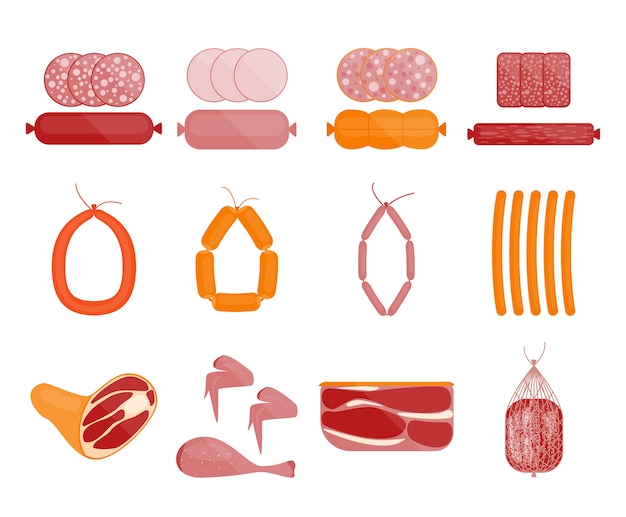 Fleisch- und Wurstset. Salami-Scheiben.
