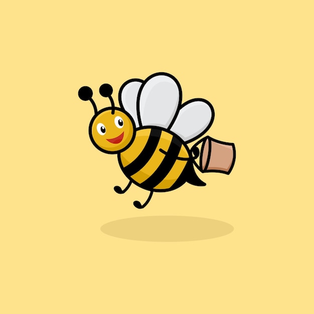 Fliegen Sie süße Biene Logo Design