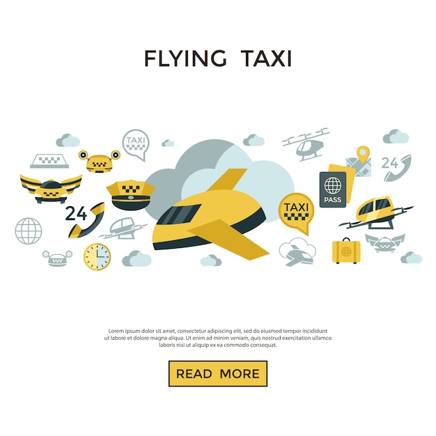 Fliegen taxi icons sammlung