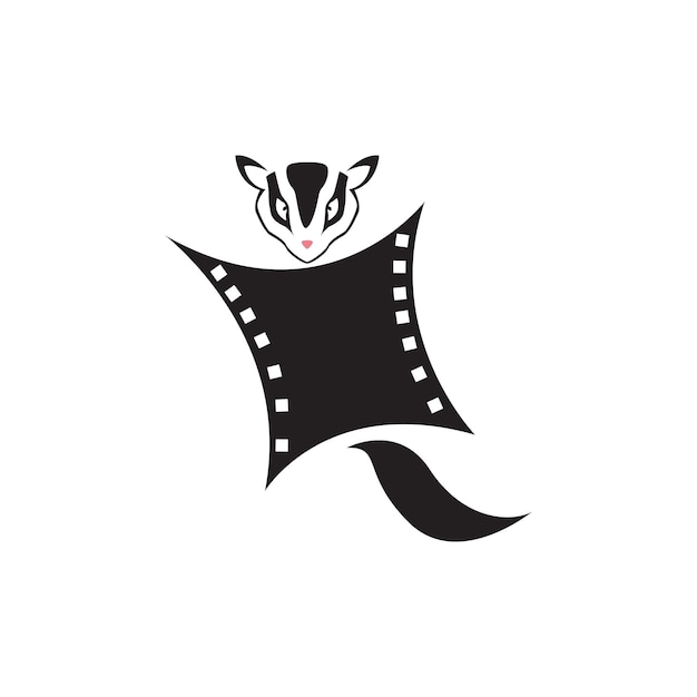 Fliegende eichhörnchen mit film logo design vektorgrafik symbol symbol zeichen illustration kreative idee