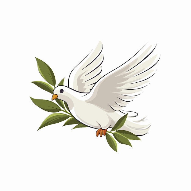 fliegende Taube mit Olivenzweig im Schnabel flache Vektorillustration fliegende Taube mit Olivenzweig im Schnabel Handzeichnung isolierte Vektorillustration