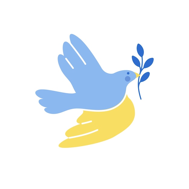 Vektor fliegende taube mit ukrainischem symbol unterstützen sie die ukraine kein krieg vektorillustration