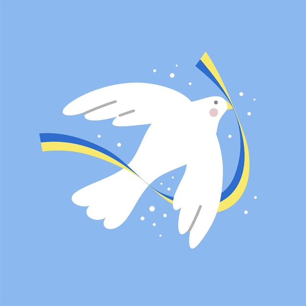 Vektor fliegende taube mit ukrainischem symbol unterstützen sie die ukraine kein krieg vektorillustration