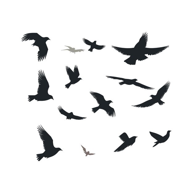 Vektor fliegende vögel silhouette clip art pack