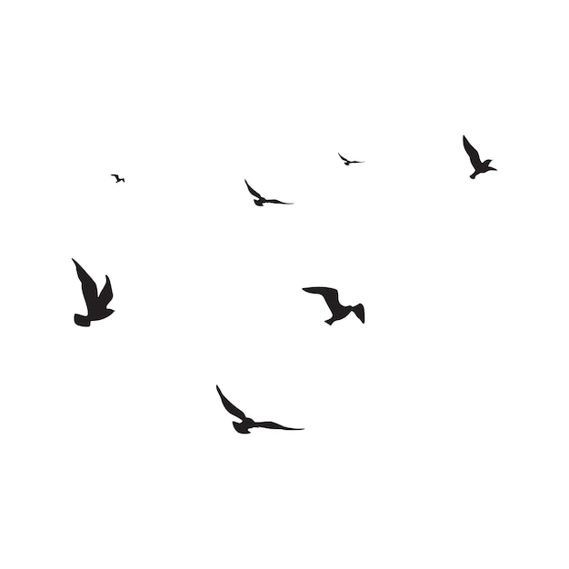 Fliegende Vögel Silhouetten auf weißem Hintergrund Vektorillustration isolierter Fliegender Vogel