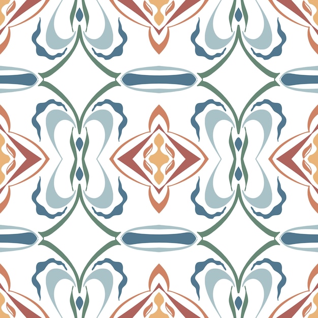 Fliese nahtloses musterdesign mit bunten motiven hintergrund vektorillustration eps10