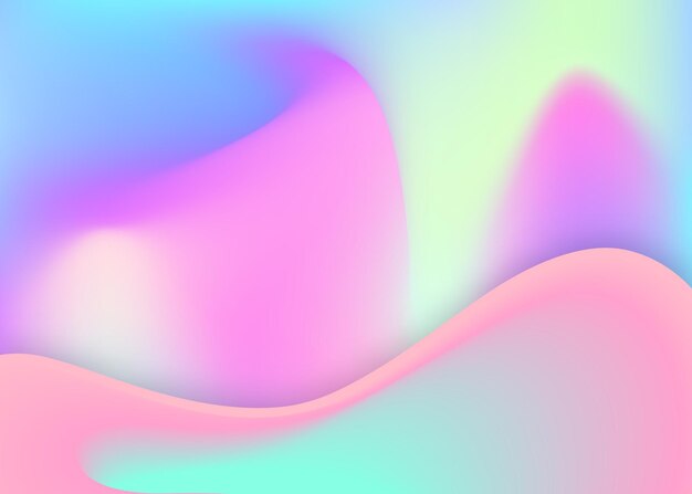 Fließender Hintergrund. Holografischer 3D-Hintergrund mit moderner, trendiger Mischung. Futuristisches Zertifikat, Cover-Layout. Lebendiges Verlaufsgitter. Flüssiger Hintergrund mit flüssigen dynamischen Elementen und Formen.