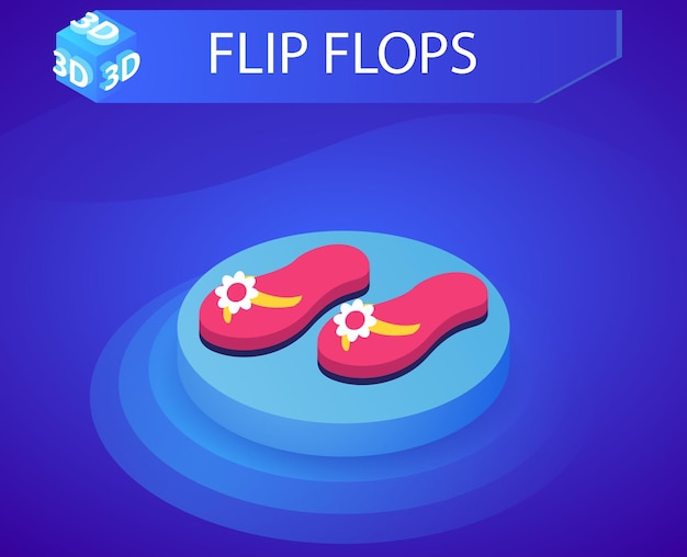 Vektor flip flops isometrisches design-symbol vektor-web-illustration 3d-buntes konzept