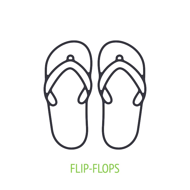 Flipflops umrisssymbol vektor-illustration strandschuhe für die sommerzeit vektor-illustration