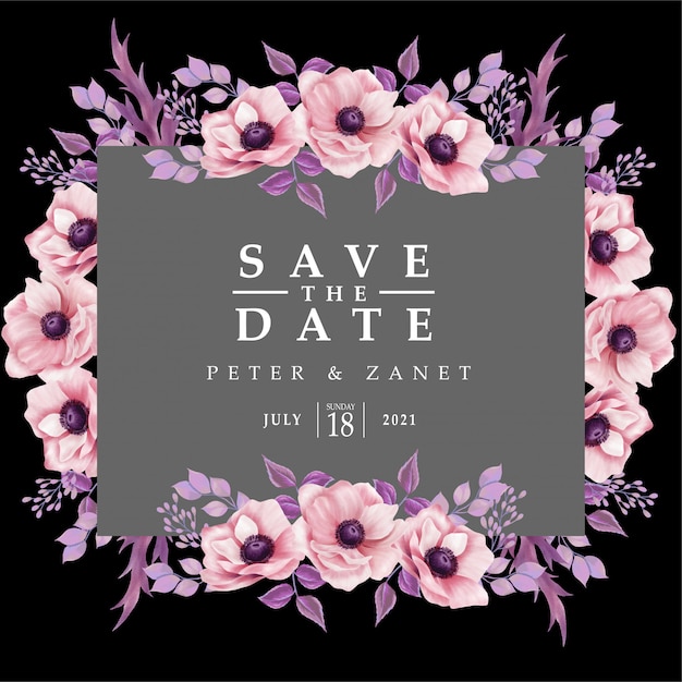 Floral digital wedding event invitation card editable template