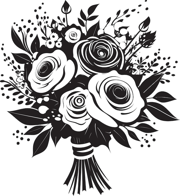 Vektor floral harmony black bridal emblem design ethereal blossom unity bridal vector icon (ikon für die bräutigamsharmonie)