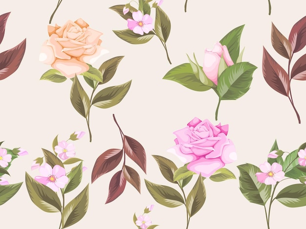 Floral Seamless Pattern mit Blumen und Blättern