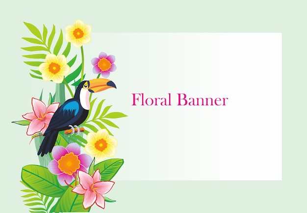 Floral toucan banner design