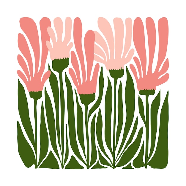 Florale abstrakte elemente botanische komposition moderner, trendiger matisse-minimalstil