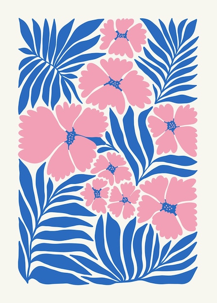 Florale abstrakte Elemente Tropische botanische Komposition Moderne trendige Matisse-Minimalstil