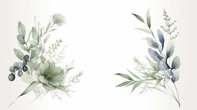 Vektor florale aquarelle sommerblumen einladungsdesign illustration hochzeitsgarten naturkarte