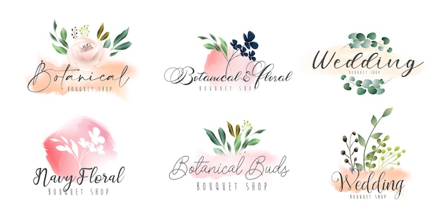 Florale botanische weibliche logo-sammlung