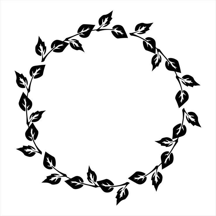 Florale runde Rahmen und Pflanzensilhouette für Hochzeitseinladungsvektor