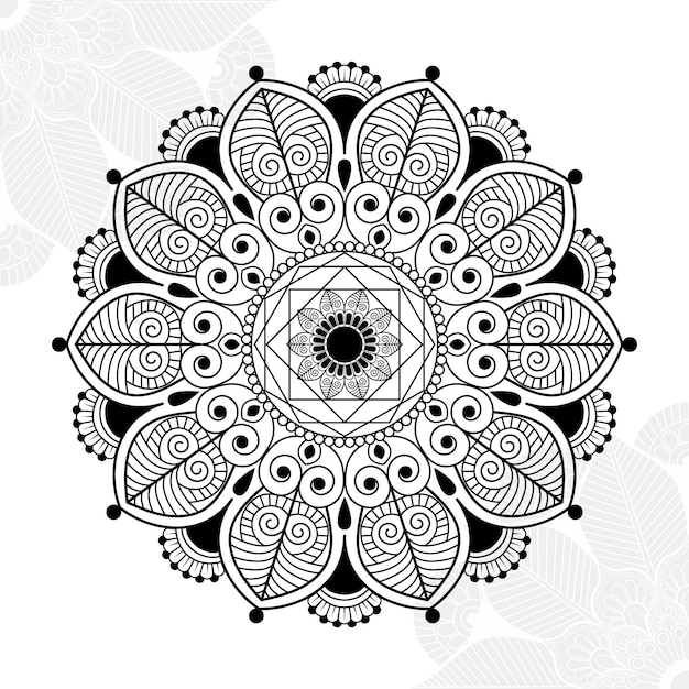 Floraler Stil, handgezeichnet, wunderschöner Rahmen, Kunst-Mandala-Hintergrund