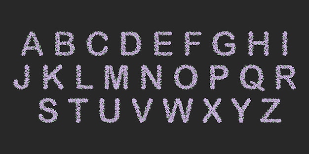 Florales botanisches alphabet rosa blumen handgezeichnete monogrammbuchstaben großbuchstaben mit pflanzen