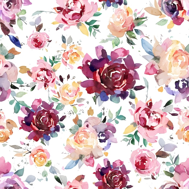 Florales Retro-nahtloses Muster mit Aquarellrosen Vektorillustration