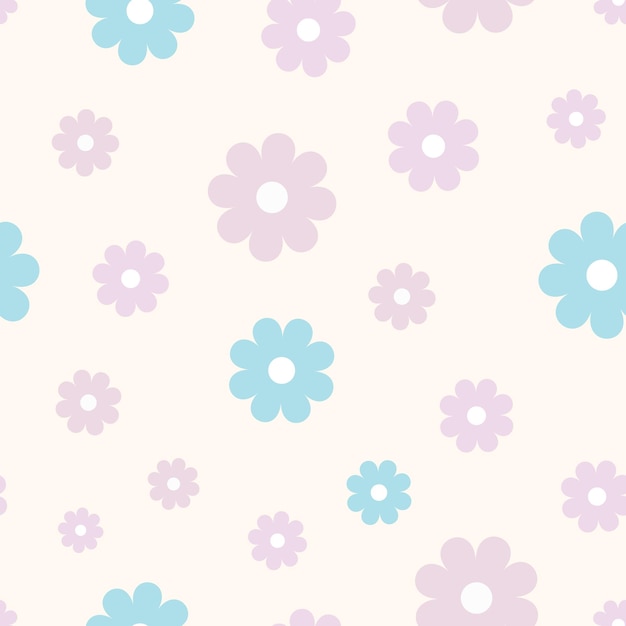 Florales Vektormuster Blume nahtlose Wiederholungsmuster Hintergrund Pastellblumen blau und rosa
