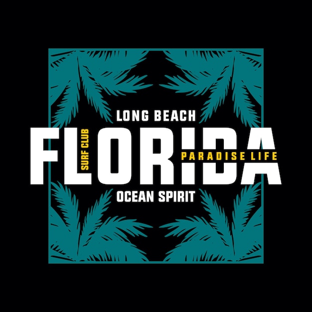 Florida long beach typografie design t-shirt vektorillustration