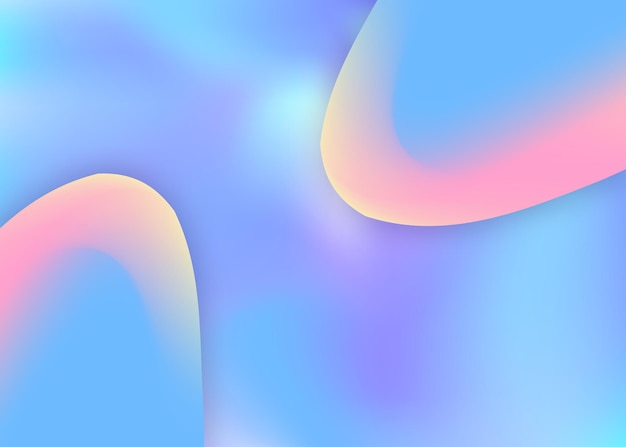 Flüssige Flüssigkeit. Lebendiges Verlaufsgitter. Helles Banner, Berichtslayout. Holographische 3D-Kulisse mit moderner trendiger Mischung. Flüssiger flüssiger Hintergrund mit dynamischen Elementen und Formen.