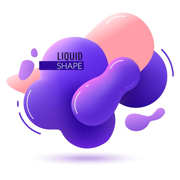Flüssige Form Banner. Fluid abstrakte Farbelemente malen Form Memphis grafische Textur 3d moderne Designillustration
