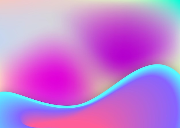 Flüssige Form. Holographische 3D-Kulisse mit moderner trendiger Mischung. Wellenförmige Karte, Buchlayout. Lebendiges Verlaufsgitter. Flüssiger Formhintergrund mit flüssigen dynamischen Elementen.