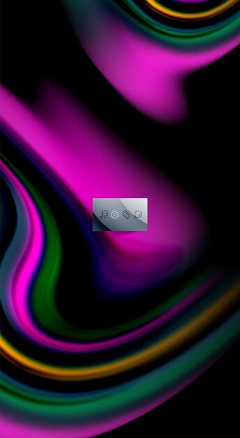 Vektor flüssige regenbogenfarben auf schwarzem hintergrund vektorwellenlinien und wirbel künstlerische illustration für präsentation app tapet banner oder poster