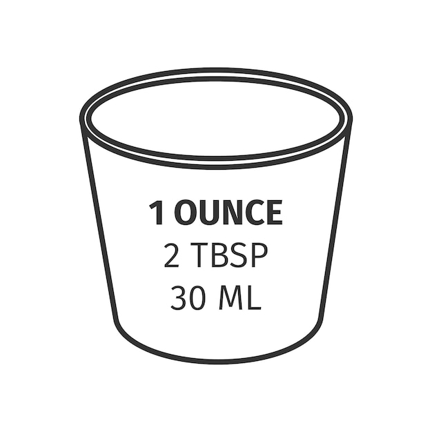 Flüssigunze Glas umgerechnet in Esslöffel und Milliliter Volumeneinheit zum Abmessen von Flüssigkeiten