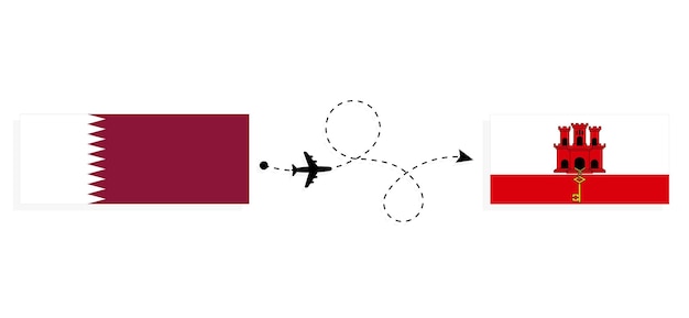 Flug und Reise von Katar nach Gibraltar mit dem Passagierflugzeug Reisekonzept