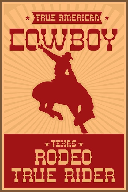 Flugblatt eines cowboys, der auf einem pferd reitet
