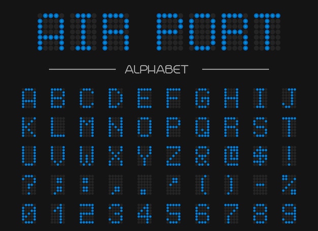 Flughafen-alphabet. vektorschrift.