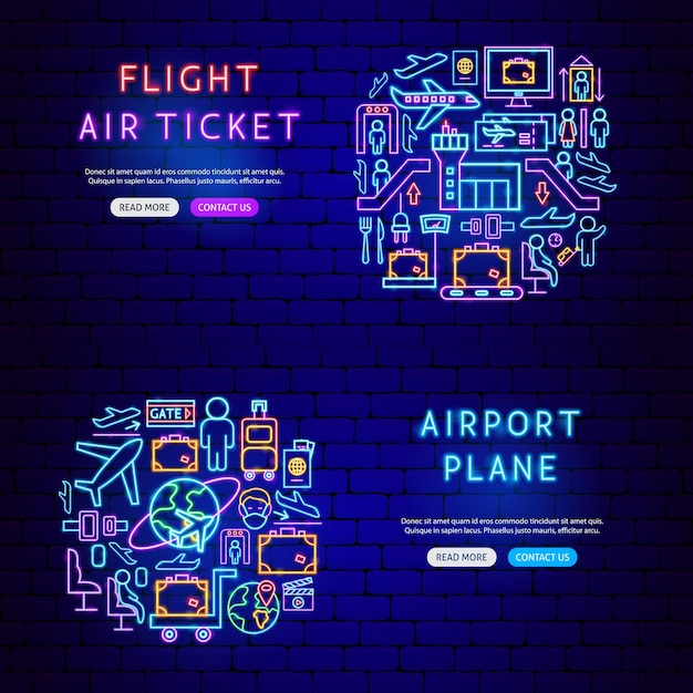 Flughafen-Neon-Banner