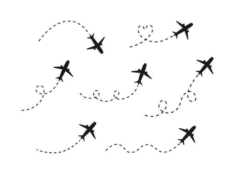 Vektor flugstrecke des flugzeugs oder zielstrecke des luftflugzeugs